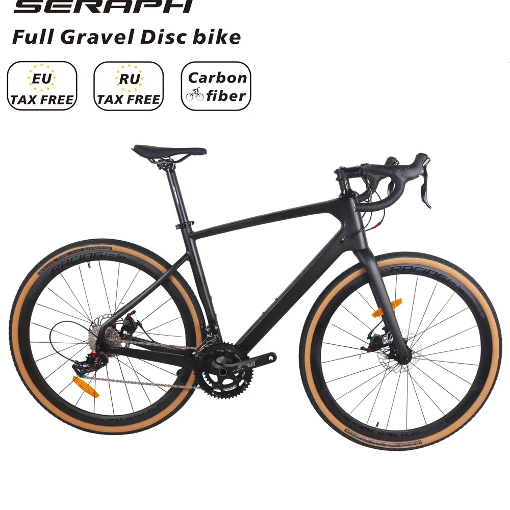 Newest  Flat Disc 2X11 Speed Carbon Fiber T800 Gravel Complete Bike GR042 With Aluminum Wheelset 45/48/51/54cm Size