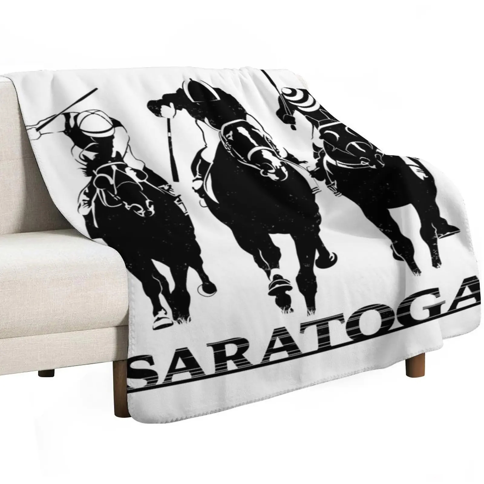 Фото Мужской мягкий теплый плед Saratoga Horses для дивана №2