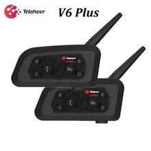 Teleheer V6 Plus Motorcycle Helmet Headset Bluetooth 1500M Full Duplex  Interphone Communicator For 6 Riders GPS Waterproof V6