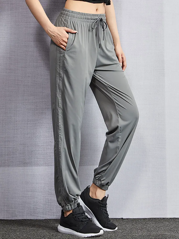 Women Jogging Pant High Waist Elastic Sports Pant Gym Running Training Fitness Trouser Casual Loose Patchwork Sportswear