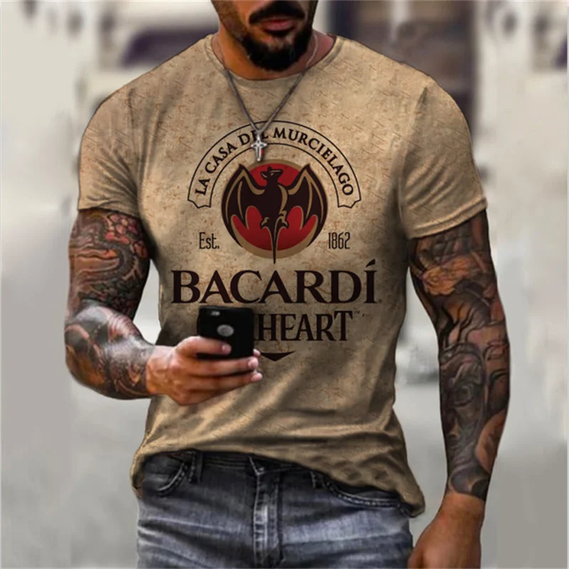 

Fashion New 3d BACARDI print t shirt men Vintage Harajuku Oversize tshirt Men's Clothing Summer Short Sleeves Male Tops Tees