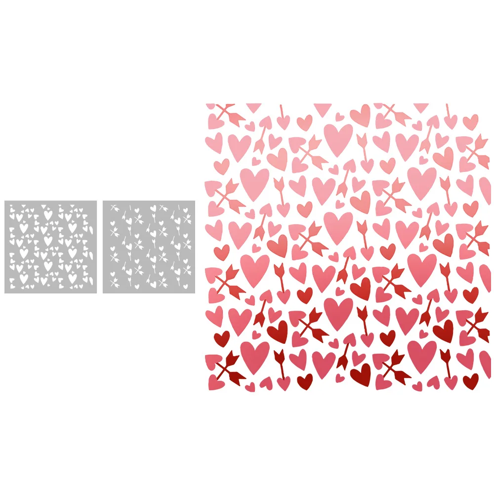 

MangoCraft 2PCs Love Hearts Arrow Plastic Stencil For Decor DIY Scrapbooking Embossing Stencils Valentine's Day Cards Gifts