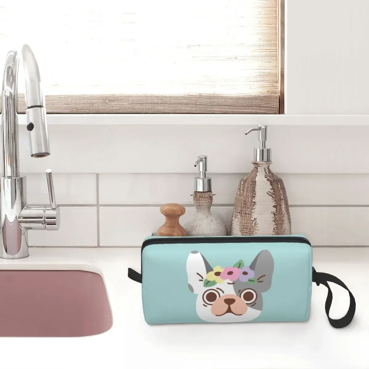 Пеналы с французским бульдогом и цветами большие сумки для ручек коробка пенал