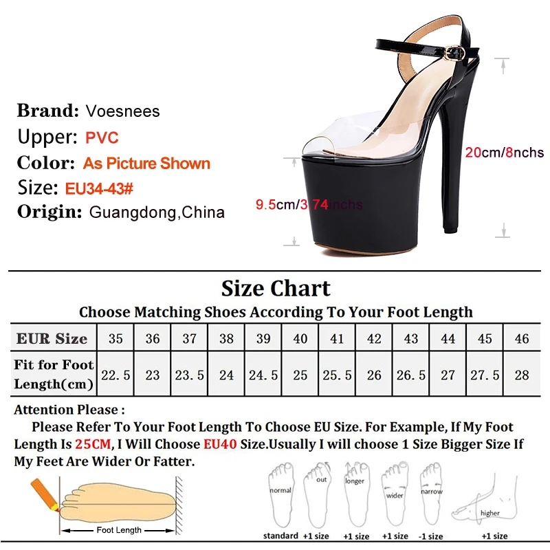 Большой размер 20 см черные женские туфли на очень высоком каблуке платформе