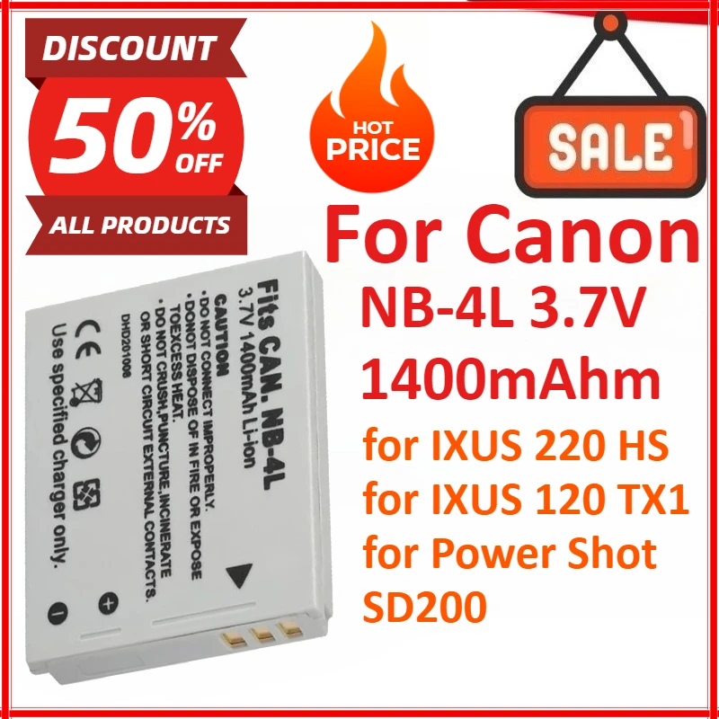 Фото NB-4L 3,7 В 1400 мАч литиевая батарея для цифровой камеры для Canon IXUS 220 HS для IXUS 120 TX1 для Power Shot SD200 Высокое качество №1