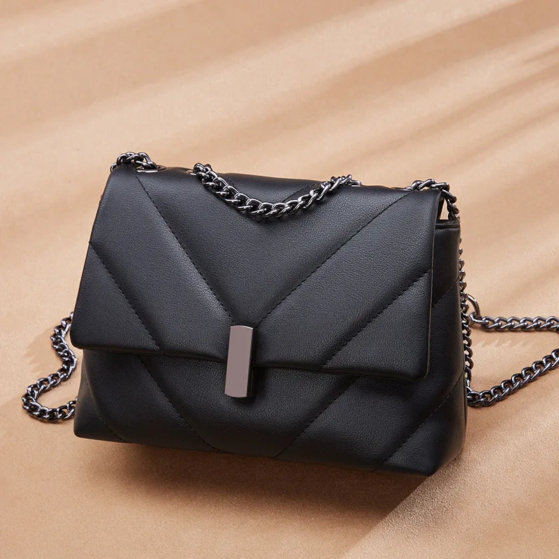 

2022 Small Messenger Bag For Women Trend Lingge Female Shoulder Bag Fashion Cow Genuine Leather Chain Ladies Crossbody Bags