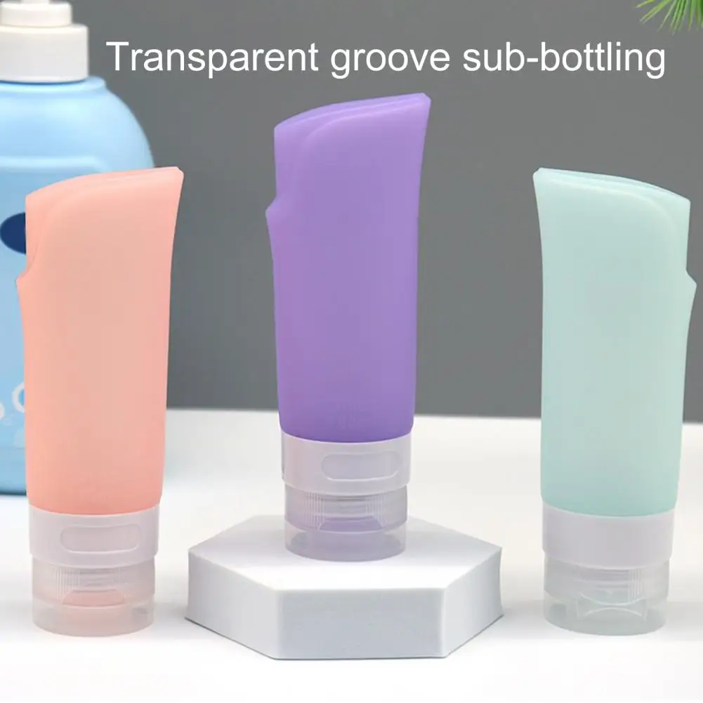 

4Pcs 90ML Travel Bottle with Bag Portable Leak Proof Silicone Shampoo Lotion Refillable Cosmetic Container Traveling Accessories