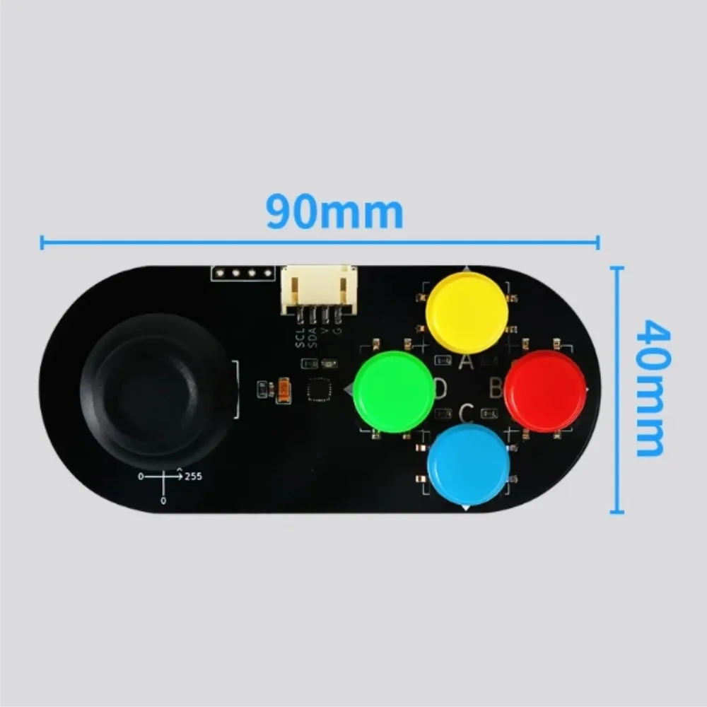 Фото Модуль мини-джойстика I2C для Arduino/Raspberry Pi – 4 кнопки (A/B/C/D), двухосевое управление X/Y, адрес I2C 0x5A №3