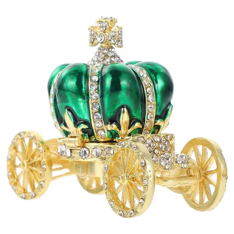 

Alloy Crafts Gifts Pumpkin Carriage Jewelry Box Home Office Desktop Decorations