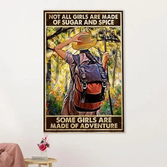 

Metal Sign Girls Made Of Adventure Vintage Kitchen Signs Wall Decor Aluminum Signs for Home Bars Restaurants Living
