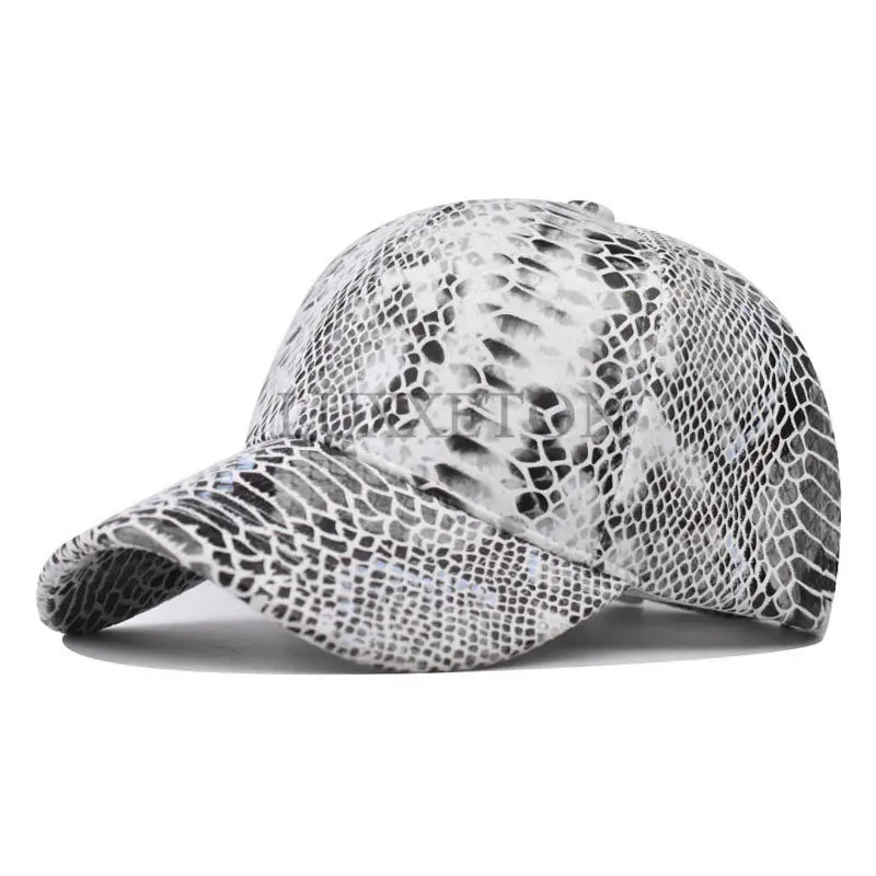 

2023New Summer Snake Print Baseball Cap PU Leather Women Men Hat Stylish American Street Style Hip Hop Caps Gorras Hombre