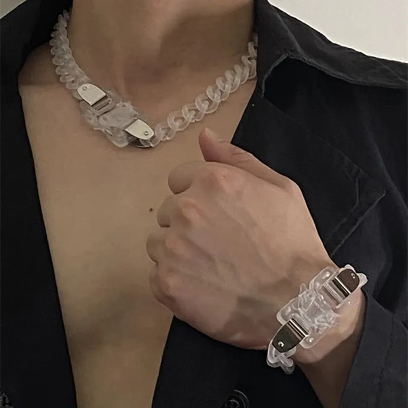 Прозрачное акриловое ожерелье с подвеской в виде цепочки замком