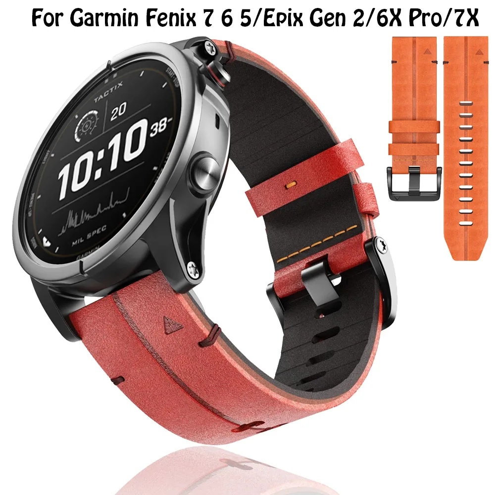 

Hot QuickFit 26 22mm Smart Bands For Garmin Fenix 7 7X 6X 6Pro 5 5X Plus 3HR EPIX Easyfit Leather Smartwatch Wrist Straps Correa