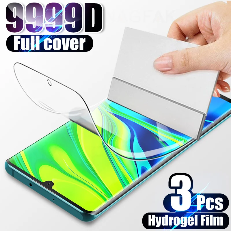 

3PCS Hydrogel Film Screen Protector For Xiaomi Redmi Note 10 9S 9 8 7 Pro 9A Screen Protector On mi note 10 9T Poco F3 X3 M3 Pro