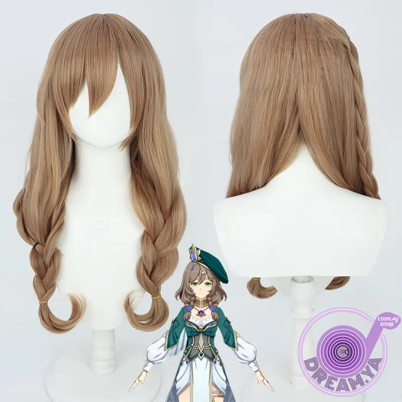 

Новинка, парик для косплея Лизы Genshin из ударопрочной кожи с коричневой оплеткой, 60 см, термостойкие синтетические волосы, для хэллоуивечерние ролевых игр, шапочка для парика