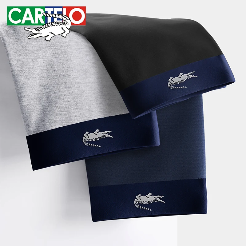 

Cartelo Cotton Men Underwear 3A Grade Antibacterial Boxer Solid Color Traceless Underpants Moisture Elastic 3pcs Male panties