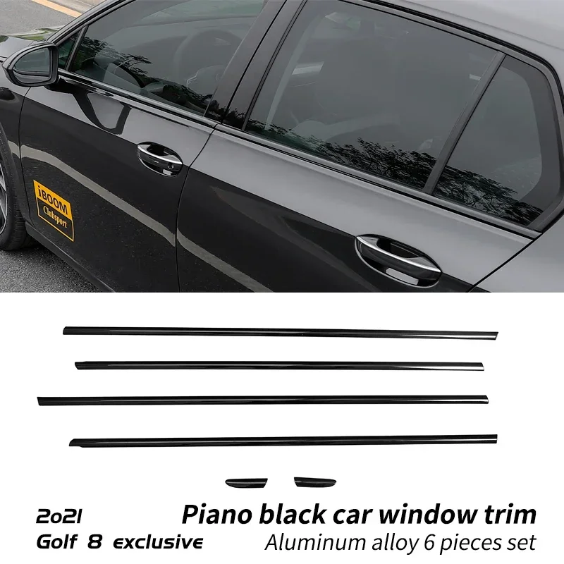 

Специальная накладка на окно автомобиля Volkswagen Golf 8, модифицированная внешняя полоса, ярко-черная накладка на кузов, комплект накладок