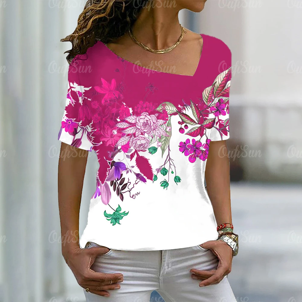 

Women Tshirts Graphic Design Tee Short Sleeve Female Daily Clothes Fashion Floral Blouse Summer Casual Pullover 3d Print Tops