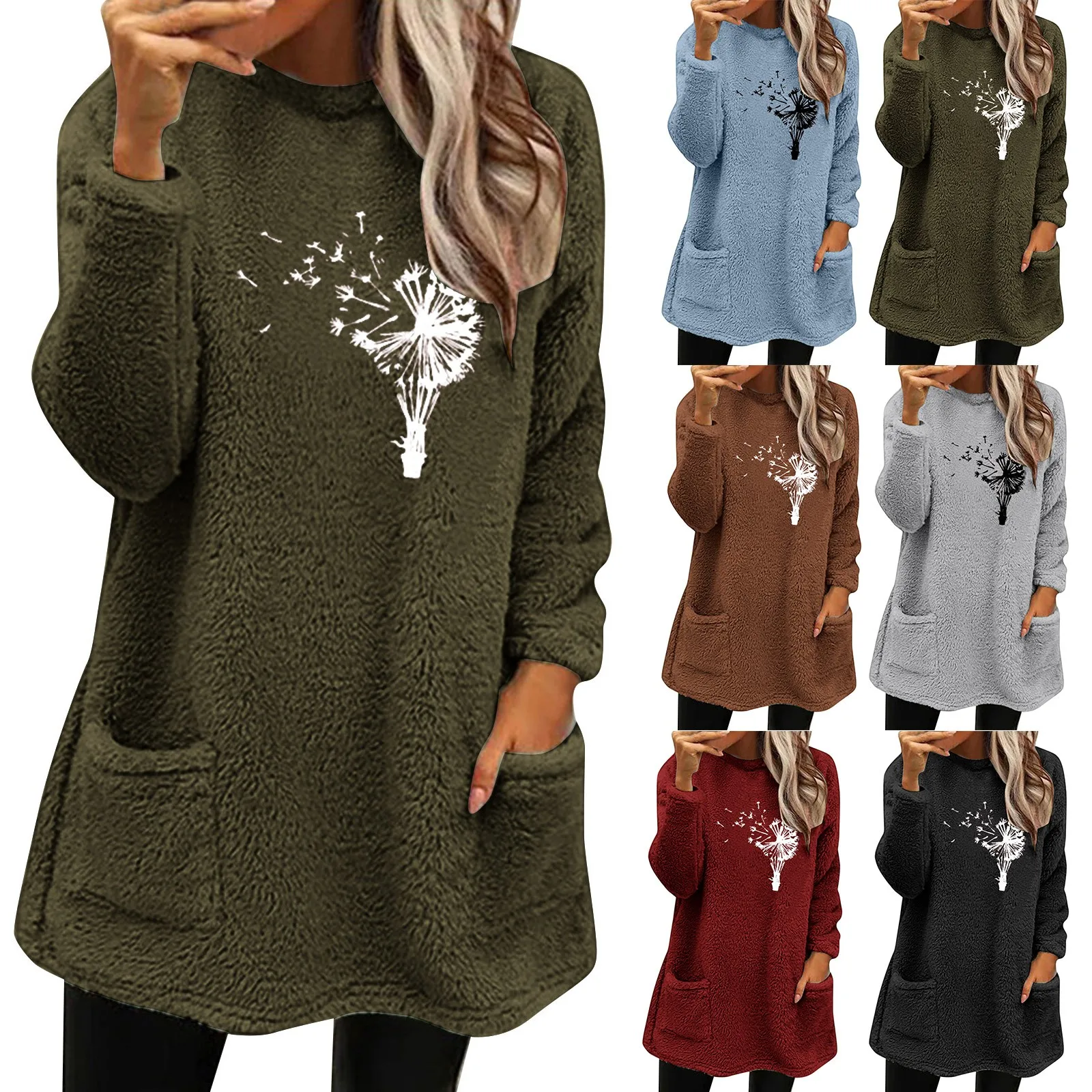 

Womens Winter Coat Loose Wool Jacket Long Sleeved Jumper With Pockets Sleeve Jacket Sweatshirts And Sweatpants