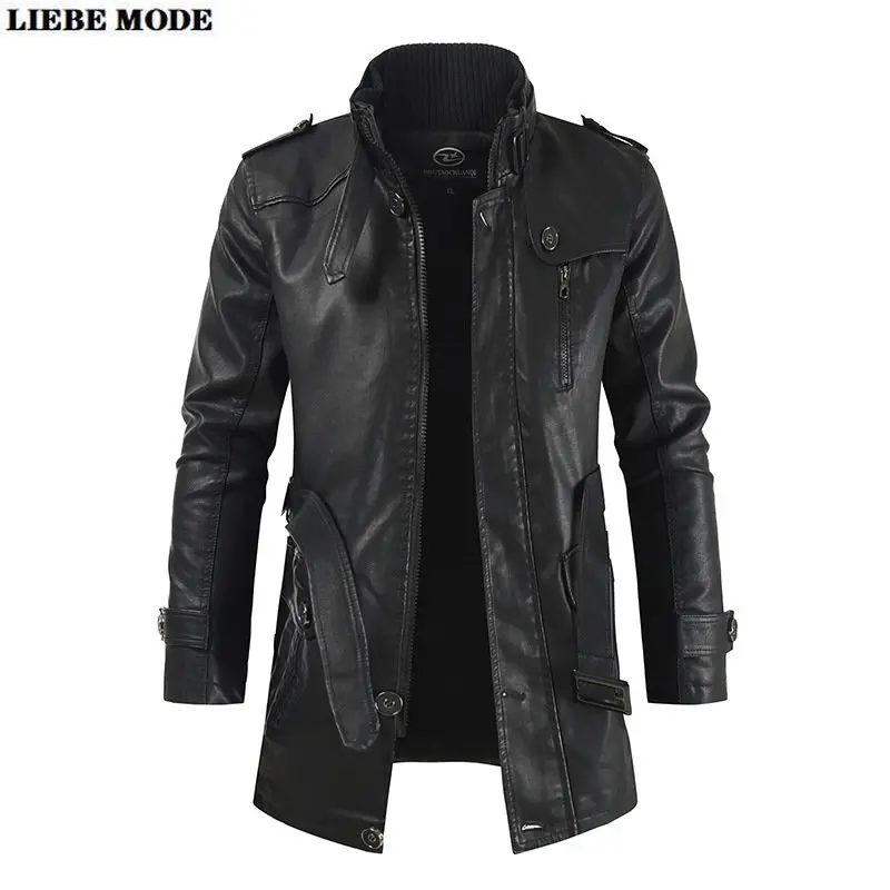 New High Quality Men's Thick Jacket Fleece Jacket Men Casual Windbreaker Coat Pu Leather Clothing Male Casual Warm Outerwear