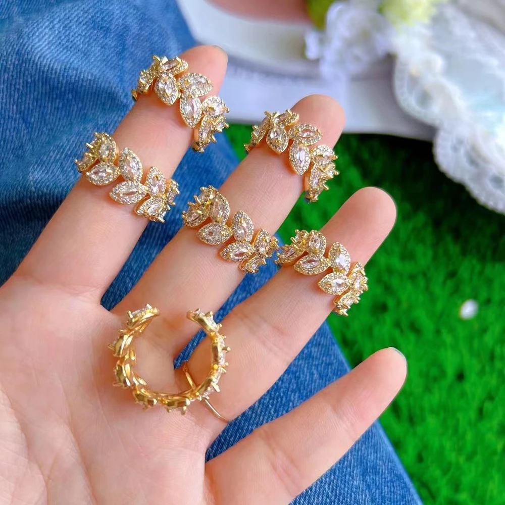 

5 шт., женское позолоченное кольцо с цирконом