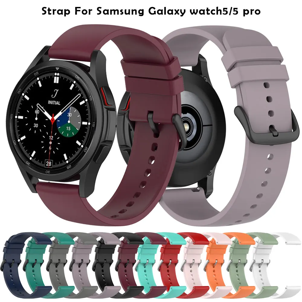 Ремешок силиконовый 20 мм для смарт-часов Samsung Galaxy Watch 5 Pro спортивный браслет 4 46 44 42