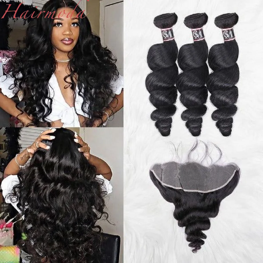 

12-дюймовые волнистые пучки волос Hairmoda, фронтальные пучки с пучками, 13X4 натуральные монгольские волосы, 100% человеческие пучки волос с застеж...