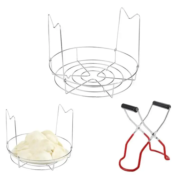 

Glass Jar Lifter Pot Canning Steaming Rack Stainless Steel Anti Slip Canning Rack Canning Tongs For Food Bottle Jam Jar Kitchen