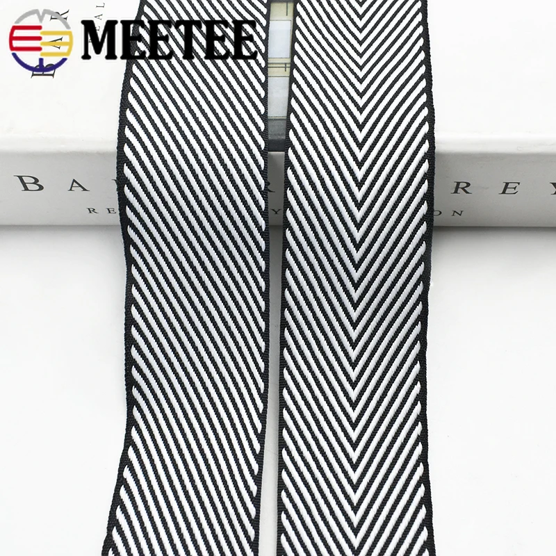 

20Meters 10-38mm Polyester Webbing Tapes Black White Jacquard Ribbons Trims DIY Bags Strap Belt Decoration Band Accessories