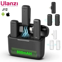 Ulanzi J12 Portable Wireless 20M Lavalier Microphone Transmitter and Receiver Clip Lable Audio Video Mic with Type-C Lightning