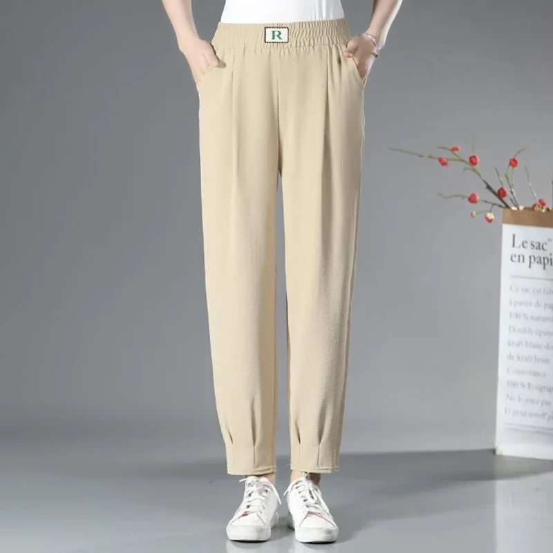 

Oversized 5xl Women's Ankle-length Harem Pants Summer Thin Baggy Trousers Chic Loose Mom's Spodnie High Waist Casual Pantalones
