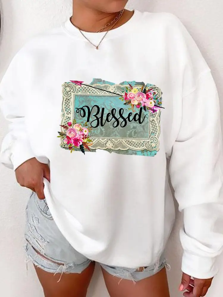 

Flower Trend 90s Cute Sweet Long Sleeve Clothing Casual Fashion Pullovers Autumn Spring Women Print Female Graphic Sweatshirts