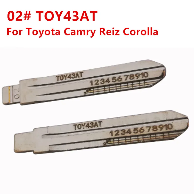 

10pcs #02 Engraved Line TOY43AT Metal Uncut Blank Keydiy Xhorse Remote Key Blade for Toyota Corolla Crown Camry Corolla Vios