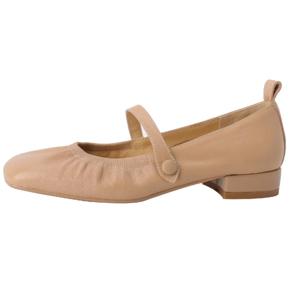 

Dilalula Women Genuine Leather Pumps Square Toe Low Heels Genuine Leather Elegant Sweet Mary Janes Shoes Woman Spring Autumn New