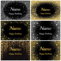 black golden silver glitters custom name age photo backdrop birthday banner background happy birthday decoration party supplies