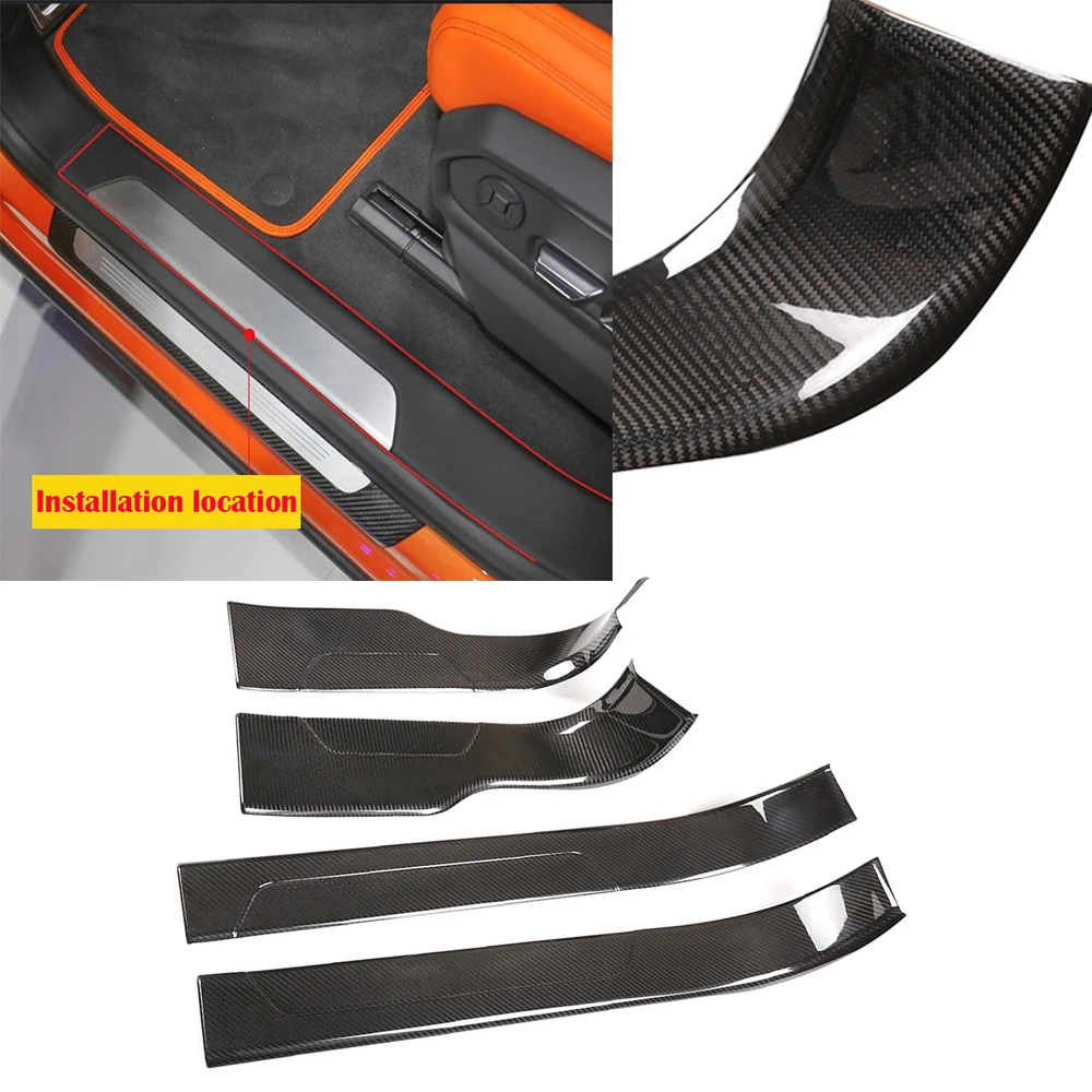 

Real Carbon Fiber Door Sill Guard Plate Panel Cover Decoration Trim Fit for Lamborghini URUS 2018 -2021 Interior Car Accessories