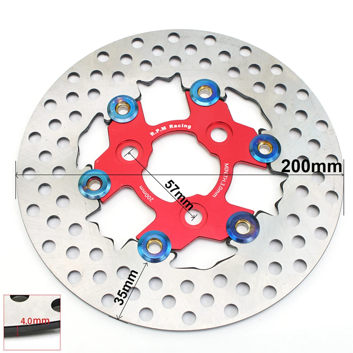 

1 шт., универсальный алюминиевый сплав, плавающий диск, тормозные дисковые тормозные колодки для мотоцикла, 200 мм, задний дисковый тормоз для мотоцикла, шаг отверстия 57 мм