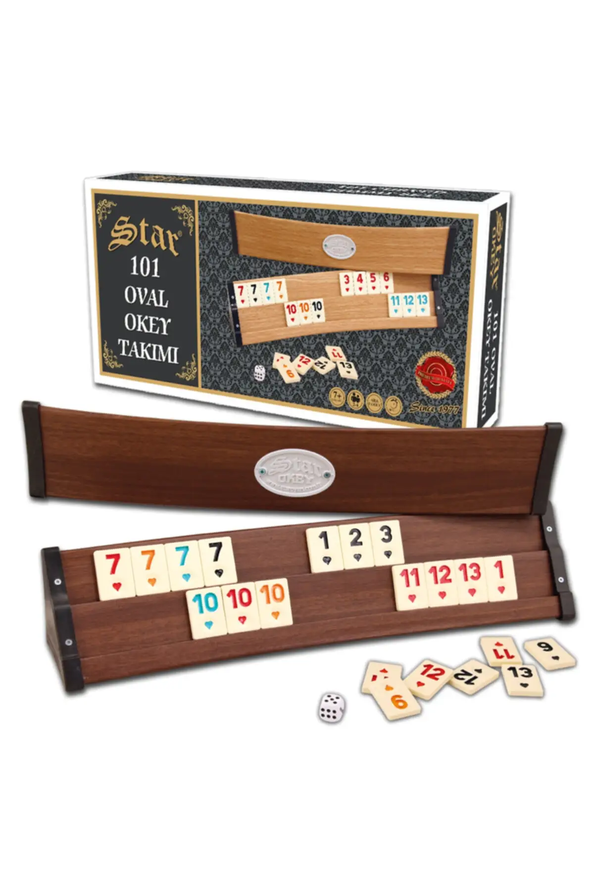 

Turkish Game 101 Okey Team Oval Wooden Table Game Set Thick Large Number Durable Colorful Family Game Souvenir Intelligence Game