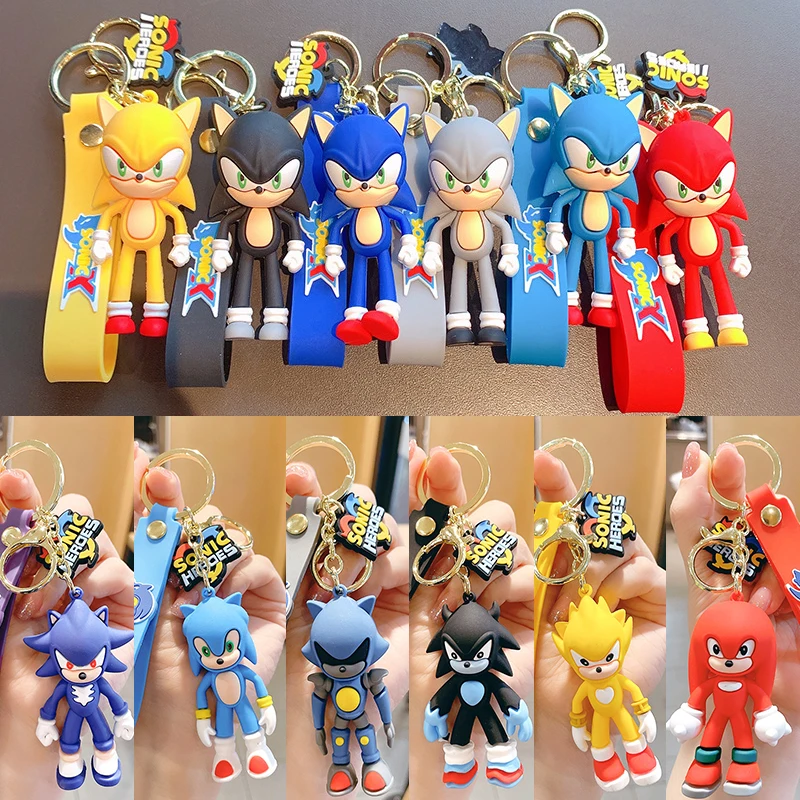 

Cute Sonic Doll Cartoon Keychain Color Resin sonic Dolls Bag Pendant Hanging Accessories Car Key Chain Ring sanior Fashion Gifts