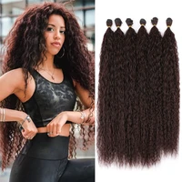 28 inch synthetic loose water wave hair weave bundles natural black afro kinky curly hair extensions soft ocean wave bulk hair
