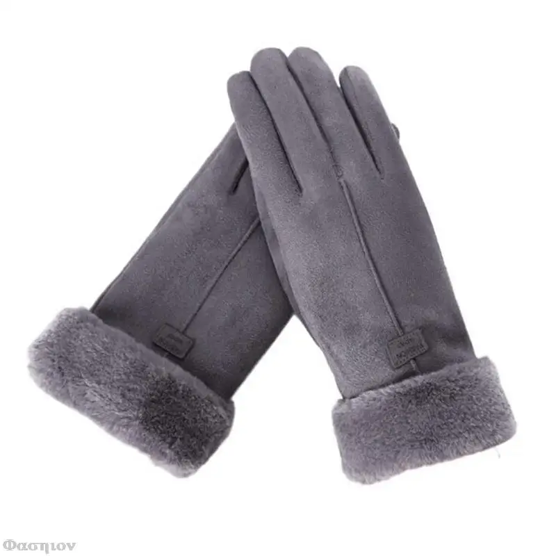 

Женские зимние перчатки, теплые черные меховые перчатки для сенсорного экрана, варежки с закрытыми пальцами, ветрозащитные перчатки для во...