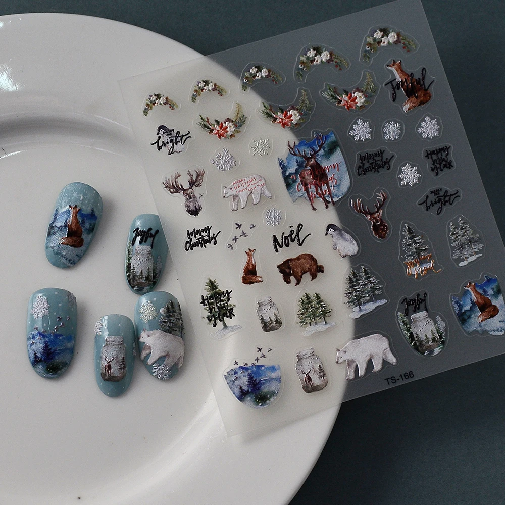 

Наклейки для ногтей 5D «Медведи в лесу»