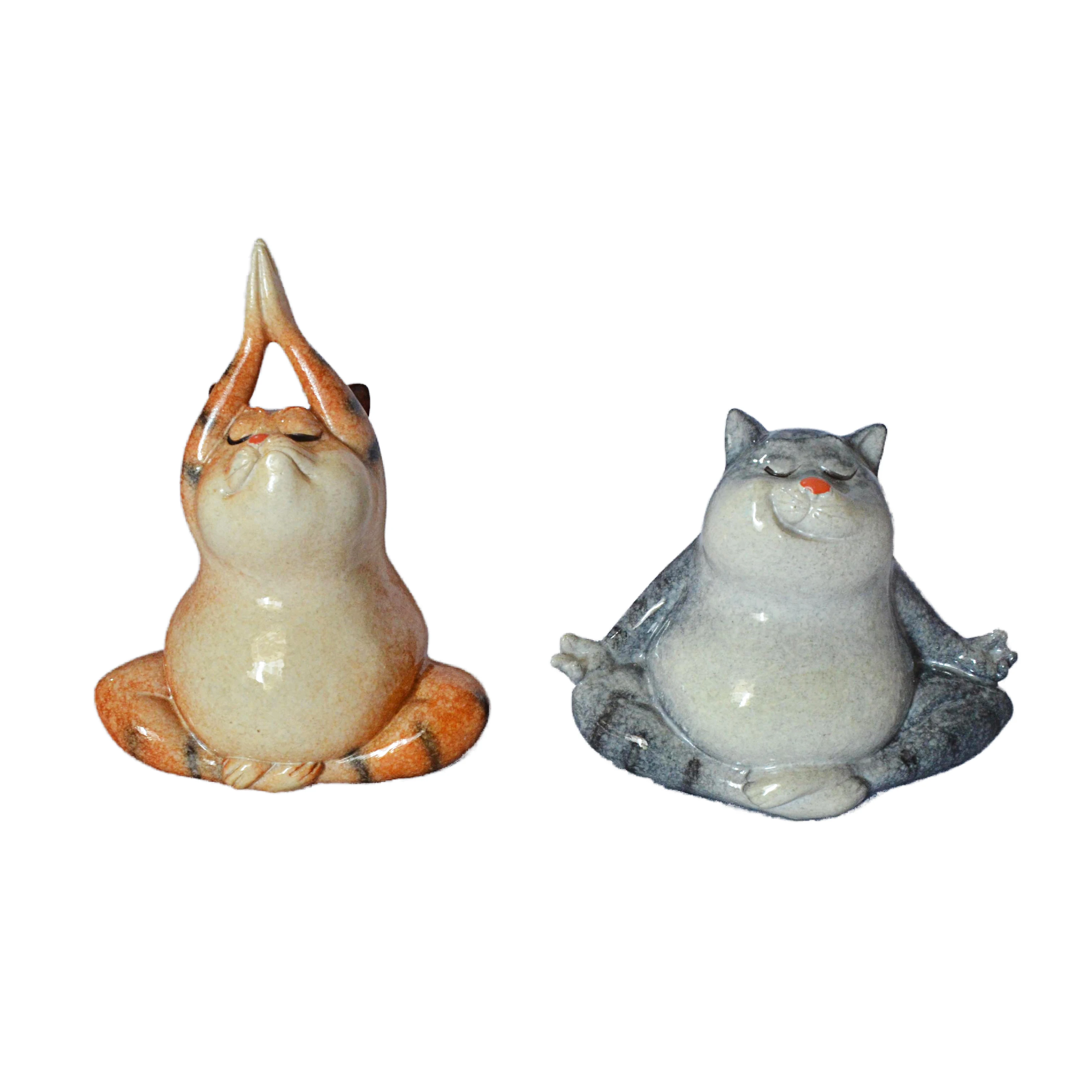 Полимерная Статуэтка для йоги MYBLUE в виде кошки украшения дома статуэтка