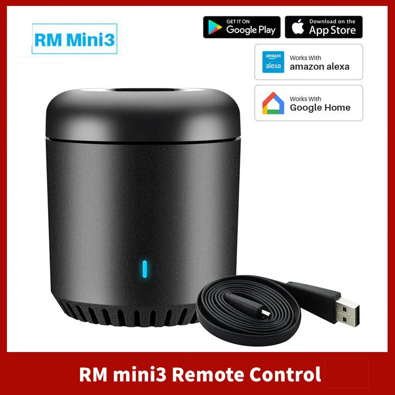 

Умный пульт дистанционного управления RM Mini3, Wi-Fi ИК 4G с функцией чёрной фасоли, переменный ток, для ТВ, работает с Alexa Google Home IFTTT