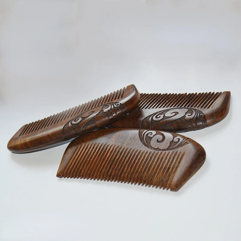 

100% Pure Natural Wood Comb Black Gold Sandalwood Gold Silk Sandalwood Green Sandalwood Double-sided Carving Gift Lettering Gift