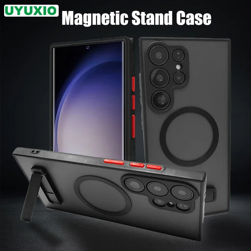 Магнитный чехол UYUXIO для телефона с подставкой Samsung Galaxy S25 Ultra S24 S23 FE S22 Plus матовый