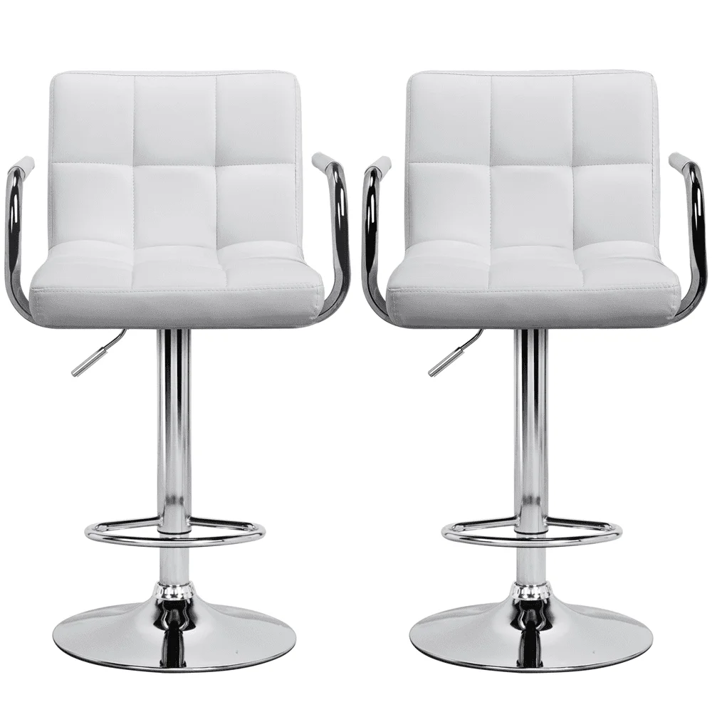 

SmileMart 2pcs Faux Leather Swivel Bar Stools for Home Counter, White