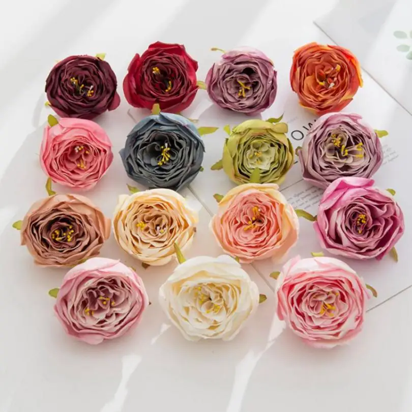 

5/10 шт. шелковые розы «сделай сам» для дома, Рождества, свадьбы, искусственные цветы с тычинками на стене, искусственные пионы для улицы, сада,...