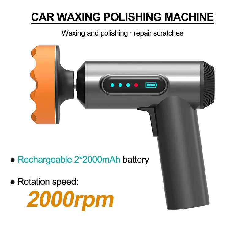 Cordless Car Polisher 2000rpm Wireless Car Polishing Machine Rechargeable Electric Polisher Portable Auto Waxing Repair Machine