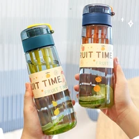 sports fruit plastic cup summer simple portable fitness couple student anti fall cover with tea rope tea separated gift cup